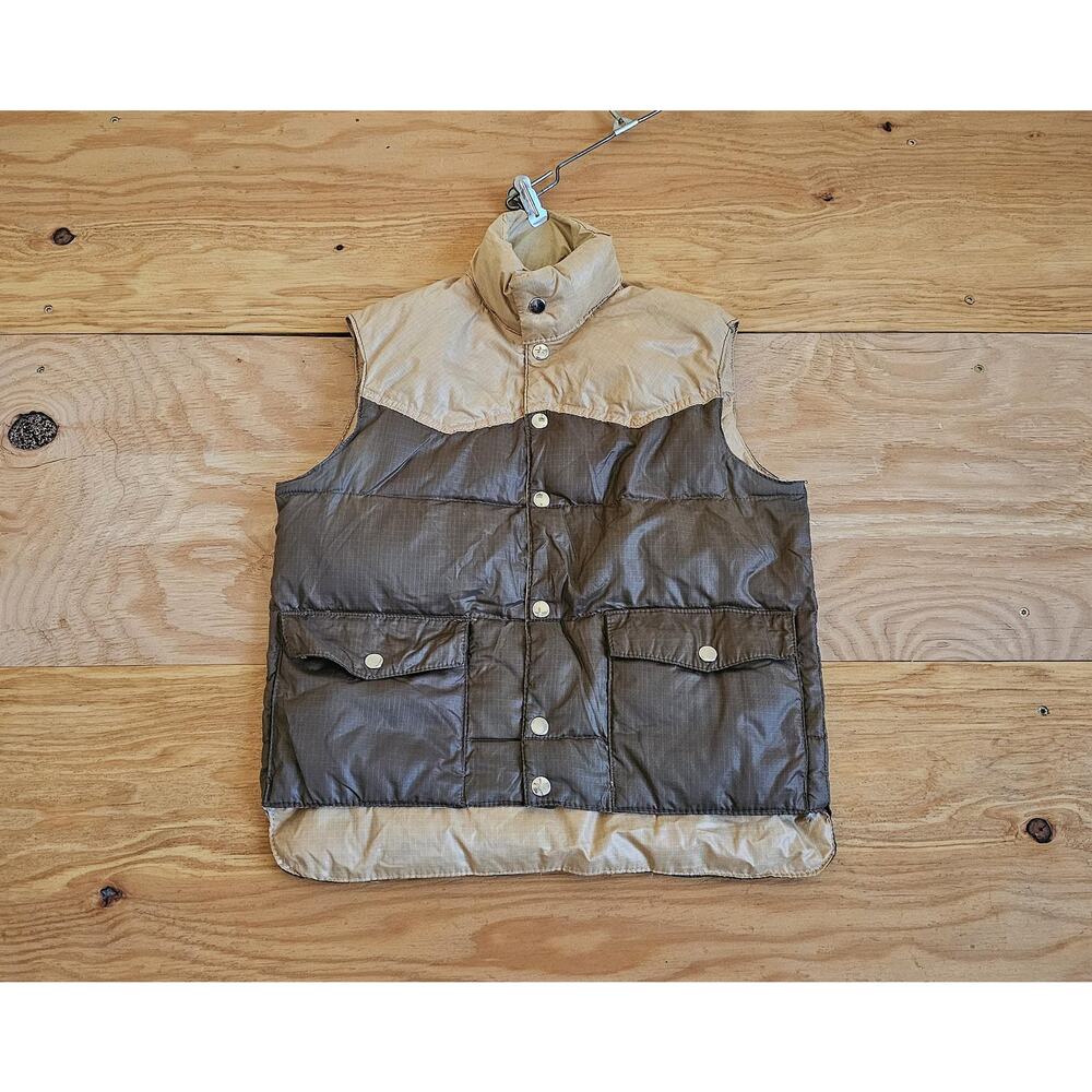 Halco Down Quilted Puffer Vest Beige Brown Youth Sz 14 1970s